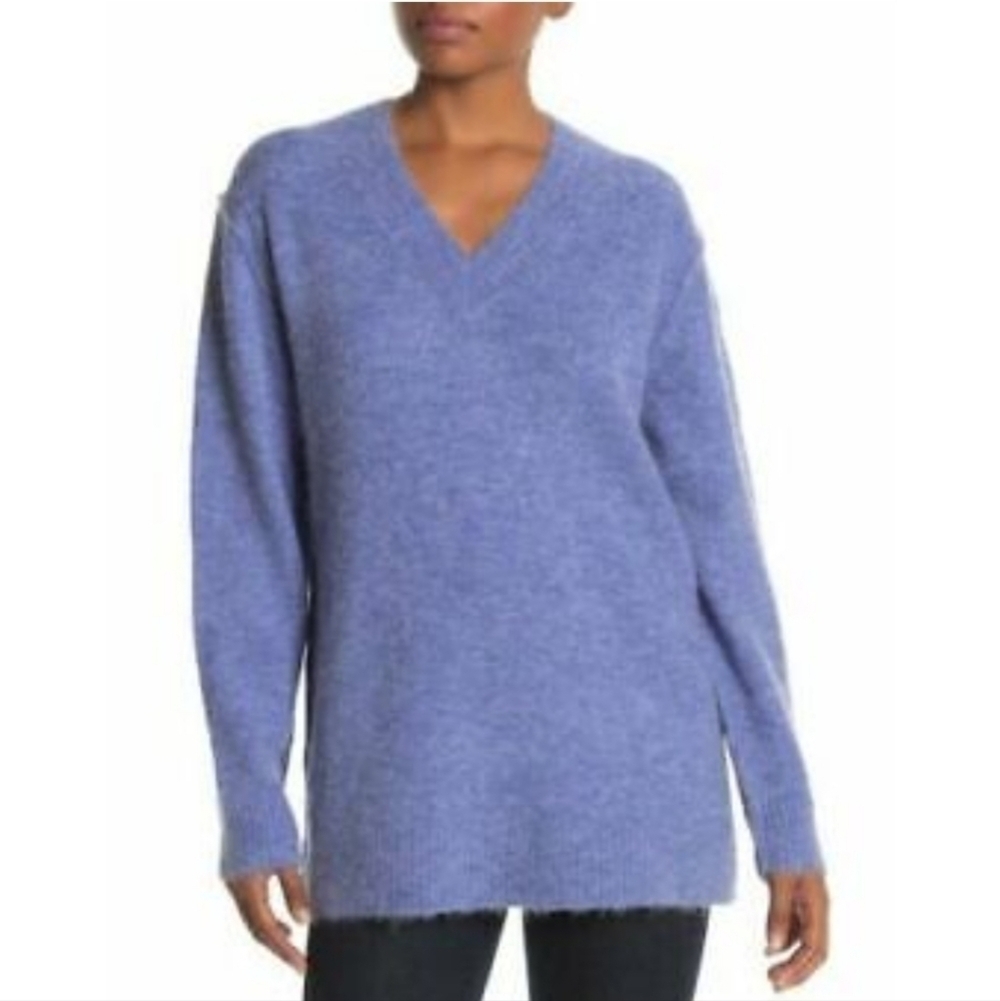 MAGASCHONI wool blend blue sweater v-neck
